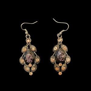 VGT Multicolor Rhinestone Gunmetal Dangle/Teardrop Earrings